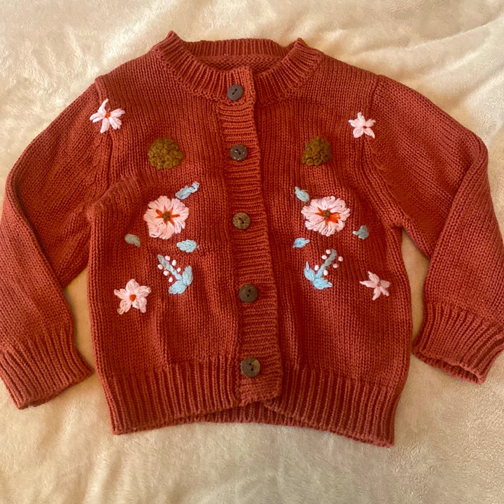 18M knit floral sweater button up 🌸 worn 2x!!